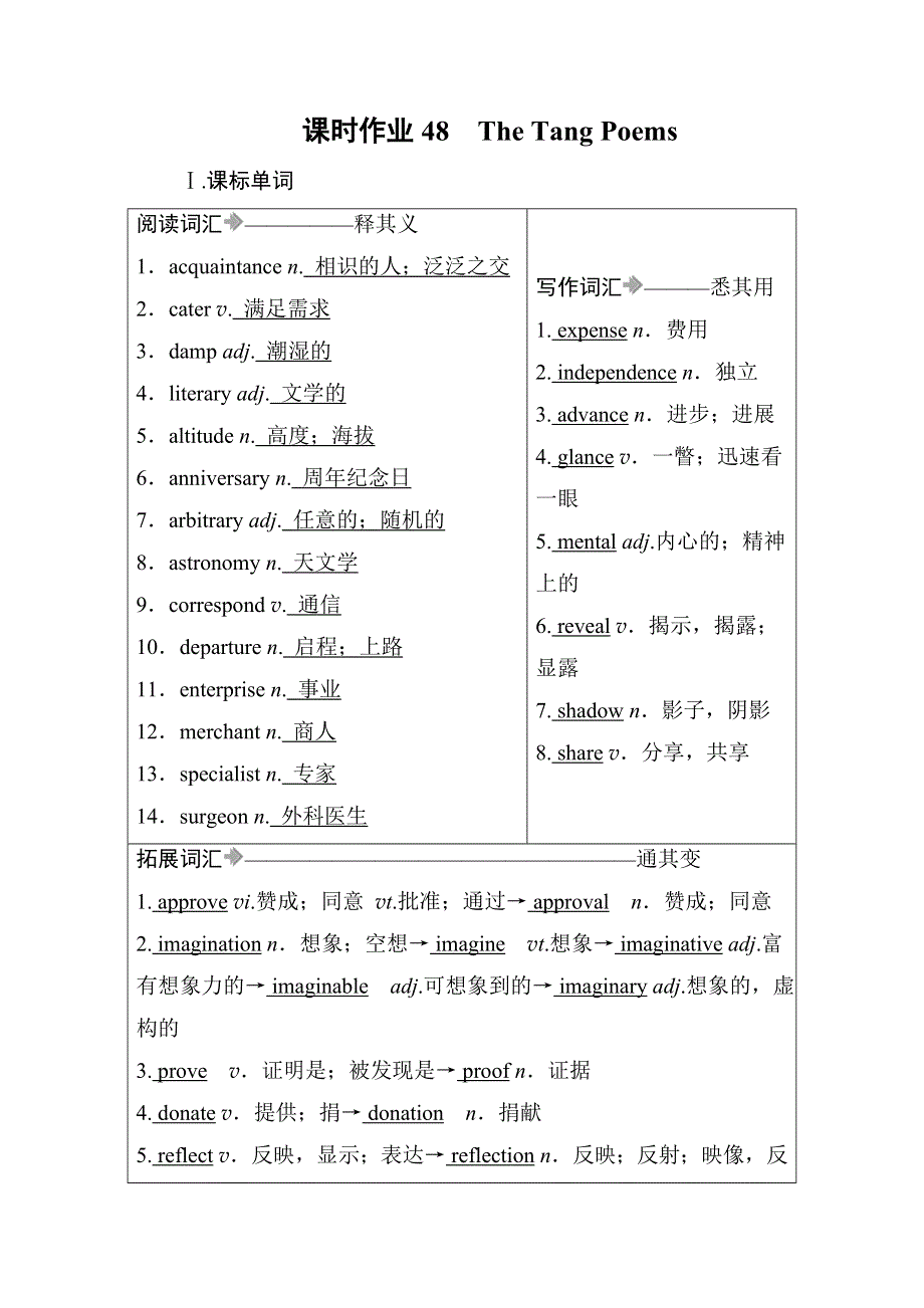 2021届高考英语调研大一轮复习外研版精练：必修8 课时作业48A WORD版含答案.doc_第1页