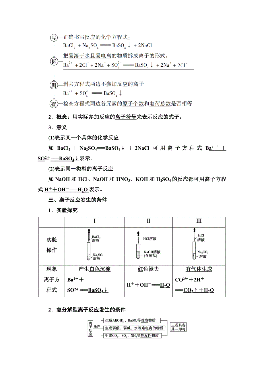 2019-2020学年人教版化学必修一讲义：第2章 第2节 课时2　离子反应及其发生的条件 WORD版含答案.doc_第2页