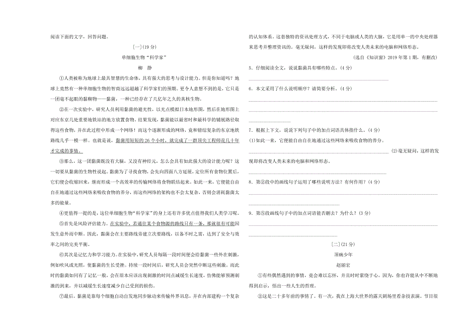 初中语文学业水平考试模拟试题（二）.doc_第2页