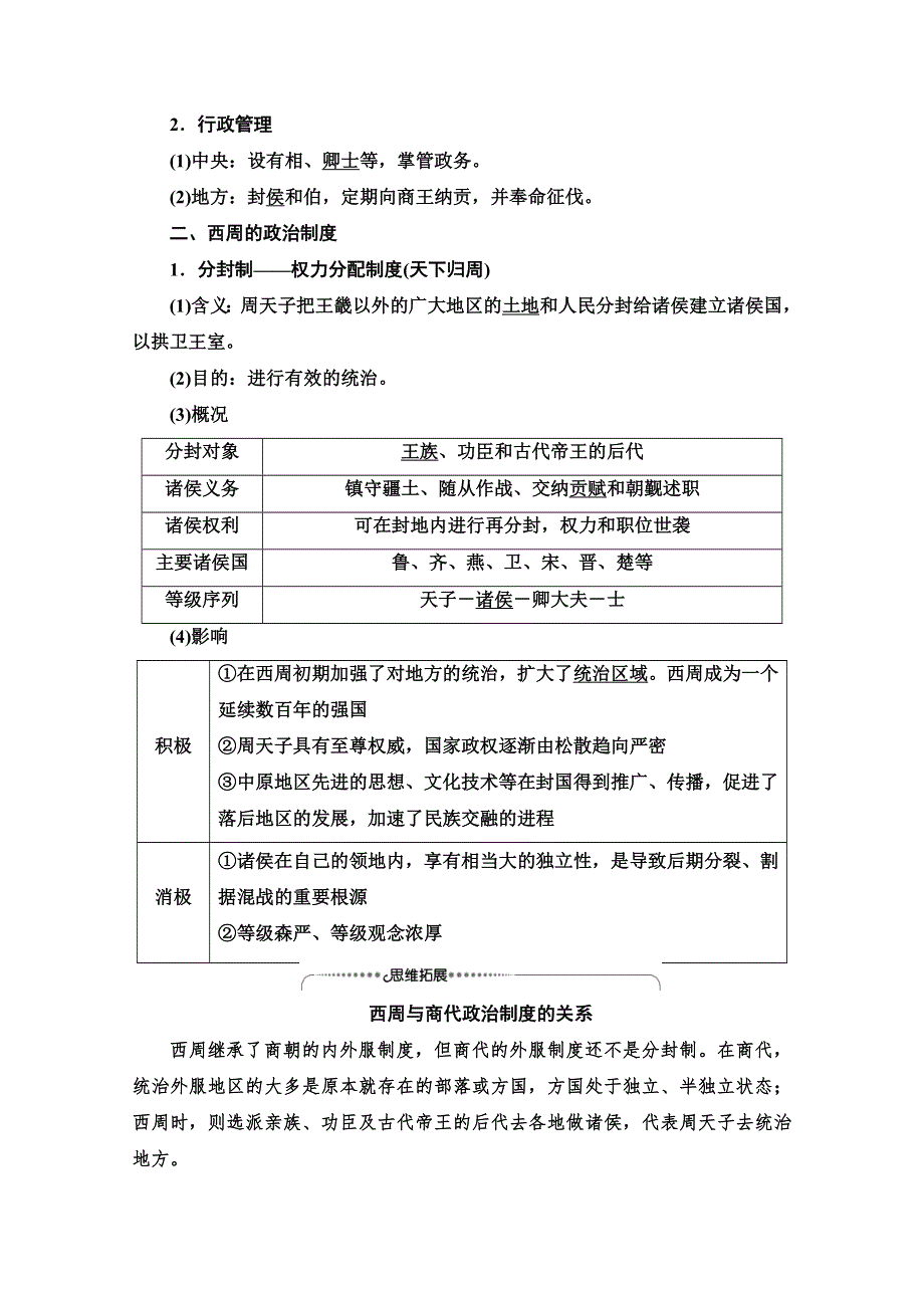 2022届高考统考历史人教版一轮复习教师用书：模块1 第1单元 第1讲　夏、商、西周的政治制度 WORD版含解析.doc_第3页