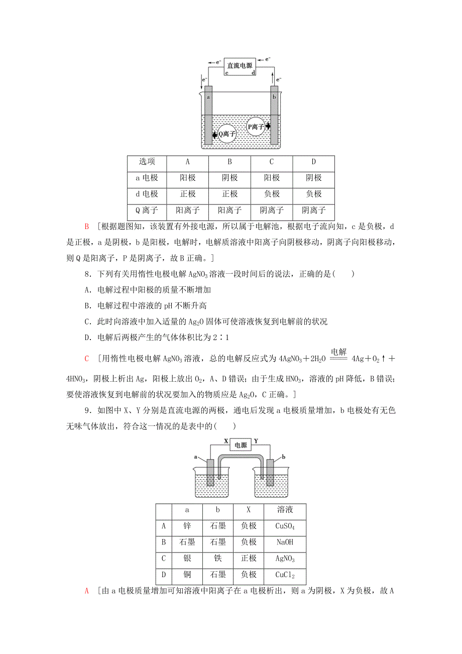 2020-2021学年新教材高中化学 第4章 化学反应与电能 第2节 第1课时 电解原理课时分层作业（含解析）新人教版选择性必修第一册.doc_第3页