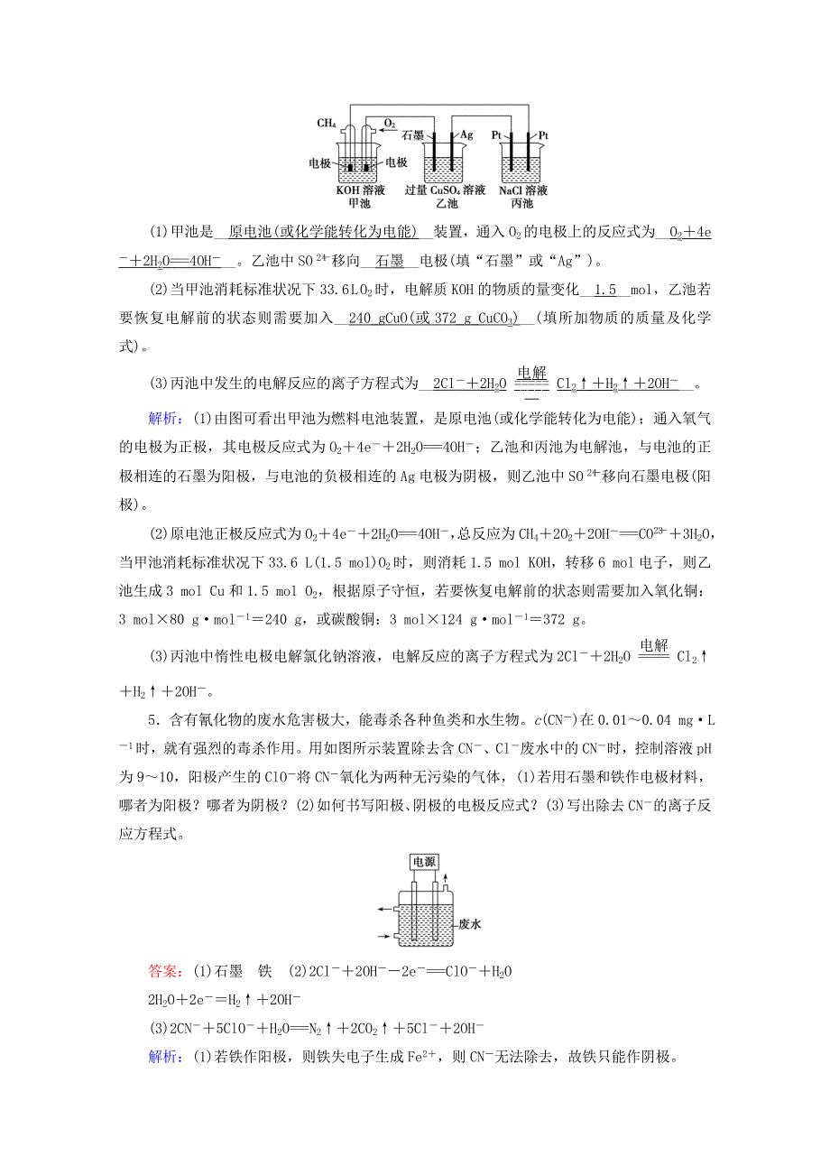 2020-2021学年新教材高中化学 第4章 化学反应与电能 第2节 第1课时 电解原理课堂达标（含解析）新人教版选择性必修第一册.doc_第2页