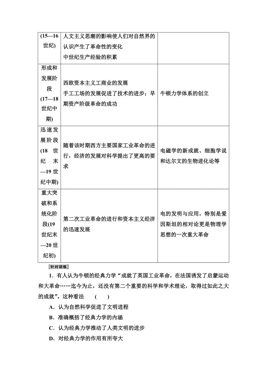 2022届高考统考历史人民版一轮复习教师用书：模块3 专题15 近代以来的世界科技与文化 专题整合提升 WORD版含解析.doc_第2页