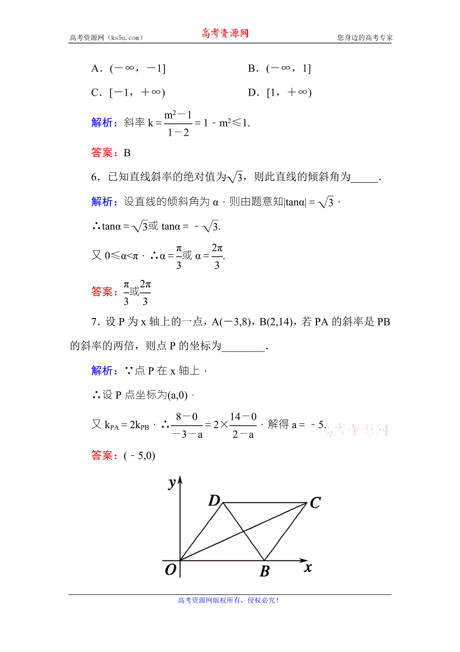 《红对勾》2016-2017学年高中数学必修二（人教A版）课时作业18倾斜角与斜率 WORD版含解析.DOC_第3页