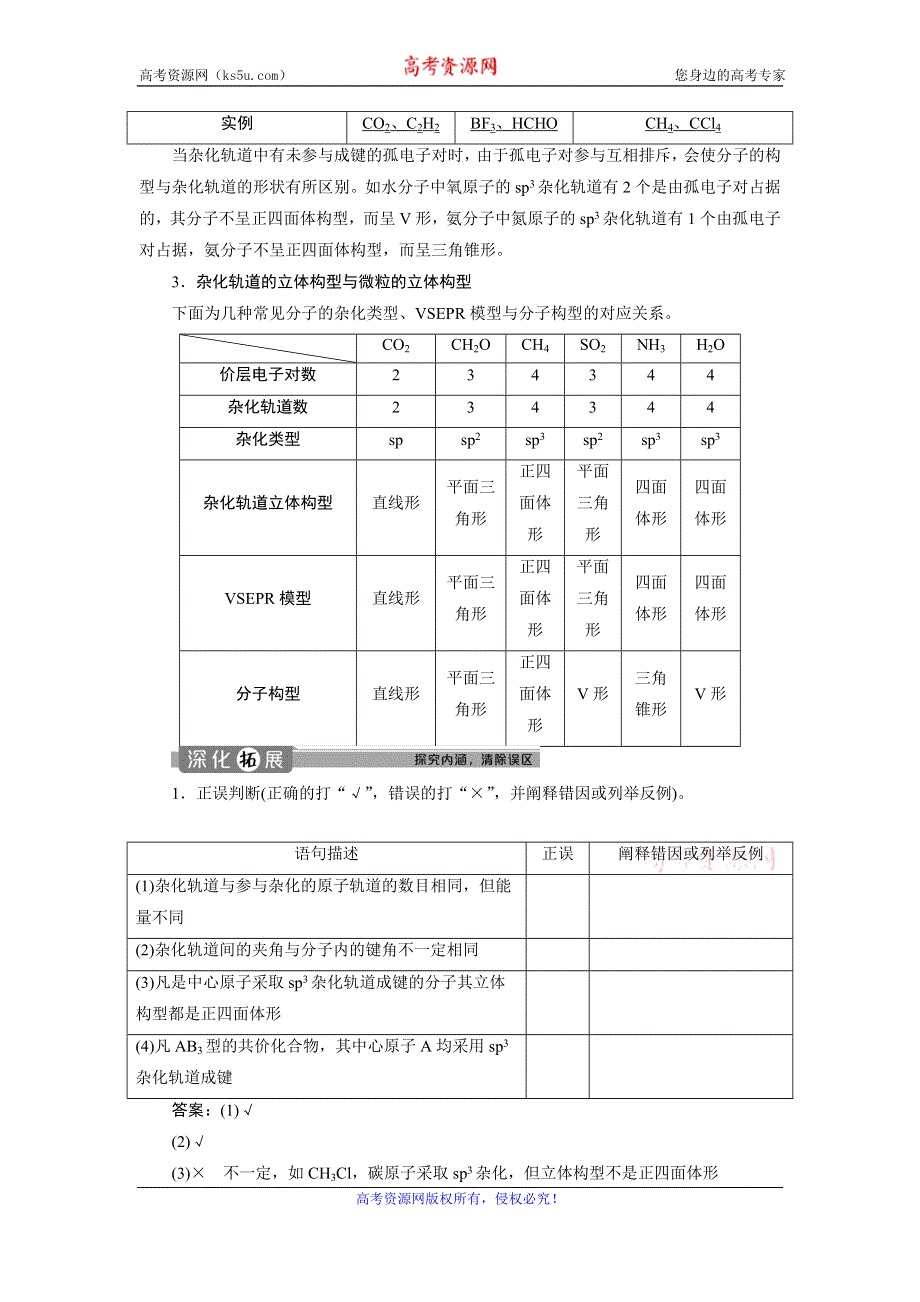 2019-2020学年人教版化学选修三新素养同步讲义：第二章 第二节　第2课时　杂化轨道理论简介　配合物理论简介 WORD版含答案.doc_第2页