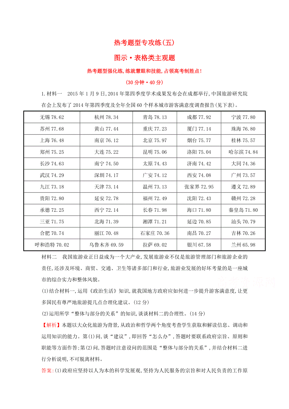 2016届高考政治二轮复习专练：2.5图示、表格类主观题热考题型专攻练 WORD版含解析.doc_第1页
