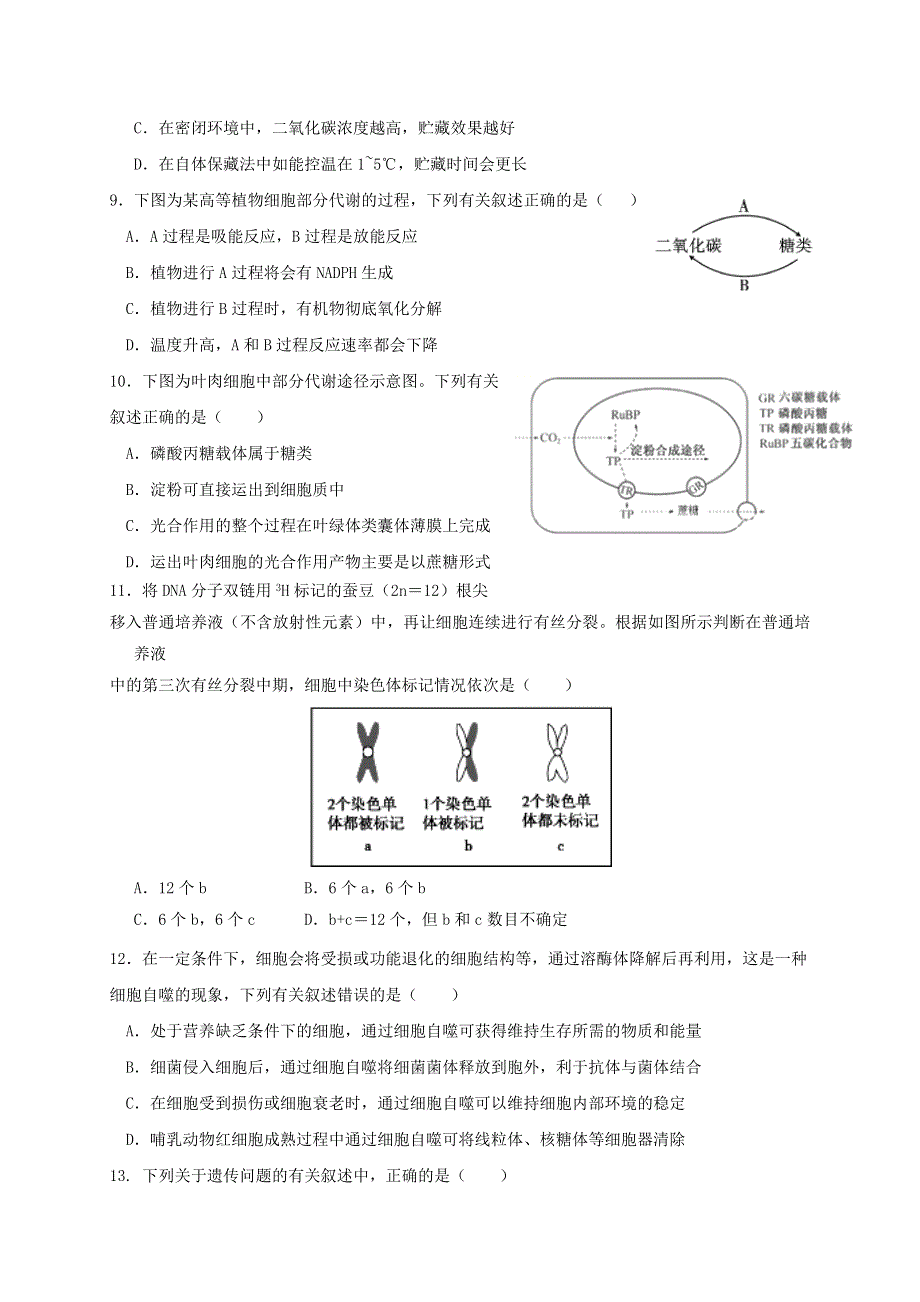 山东省济南市历城二中2020-2021学年高二生物上学期开学考试试题.doc_第3页