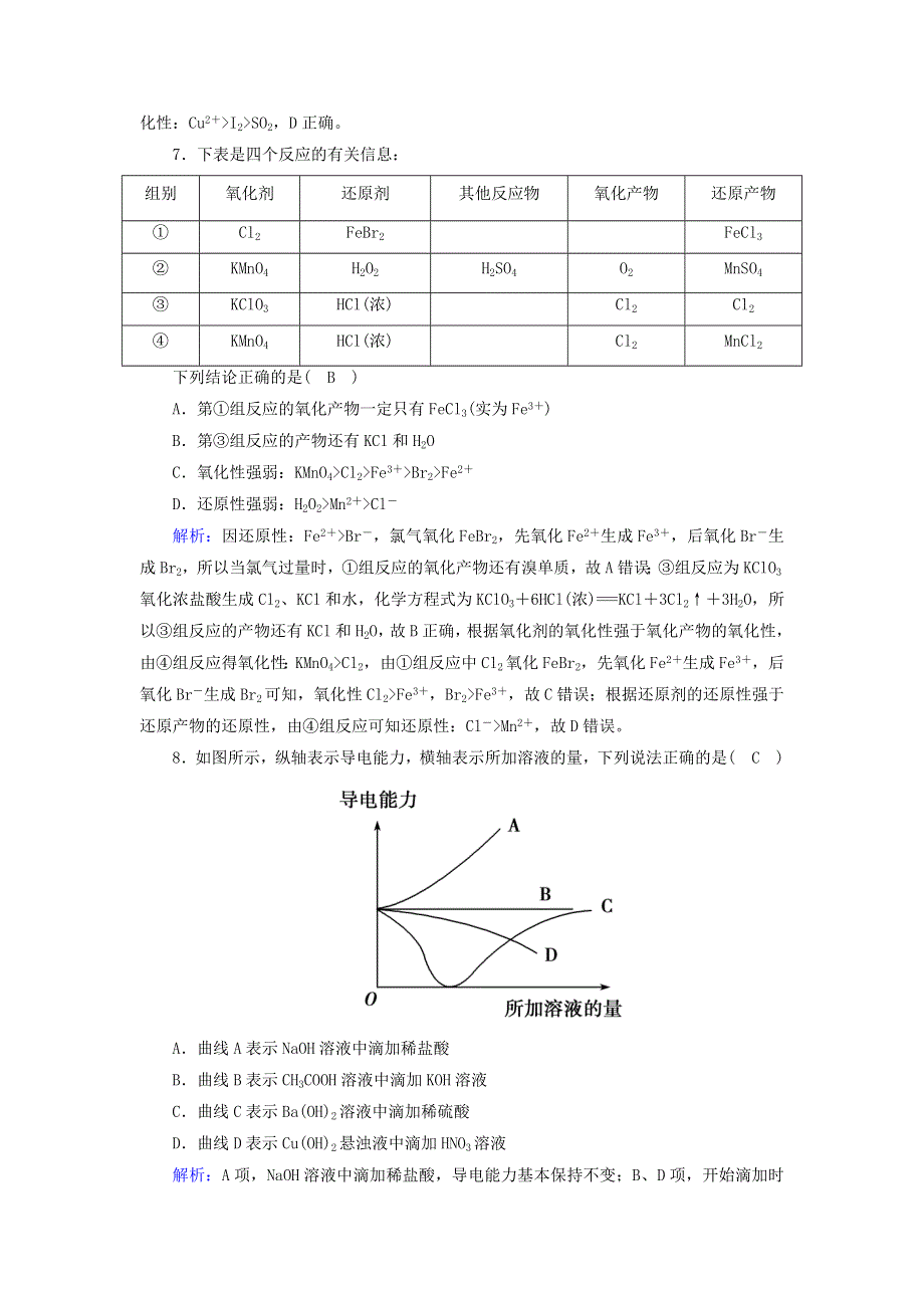 2020-2021学年新教材高中化学 第一章 物质及其变化 单元评估（含解析）新人教版必修第一册.doc_第3页