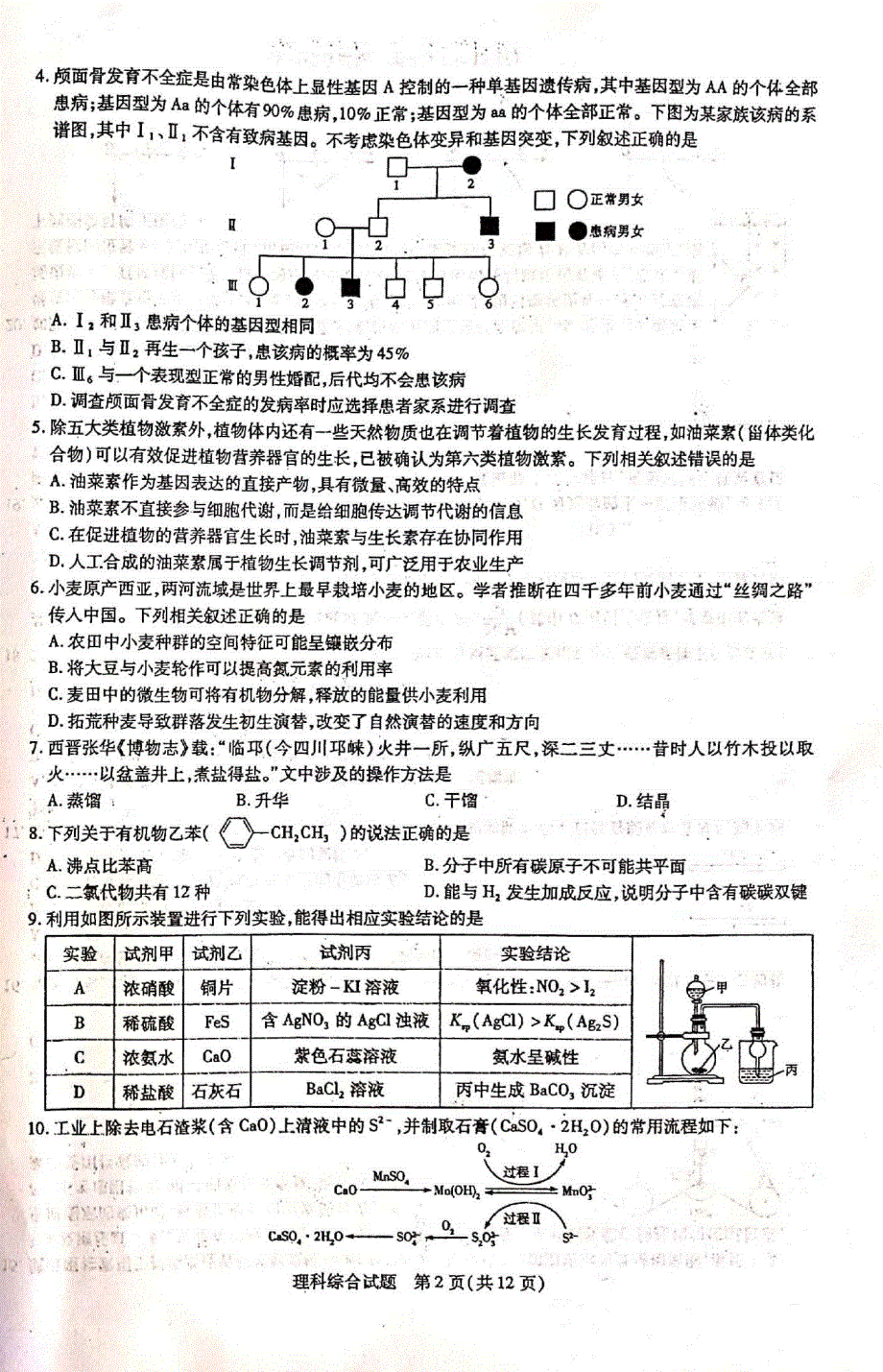 安徽省省示范高中皖北协作区2020届高三联考理科综合试题 PDF版缺答案.pdf_第2页