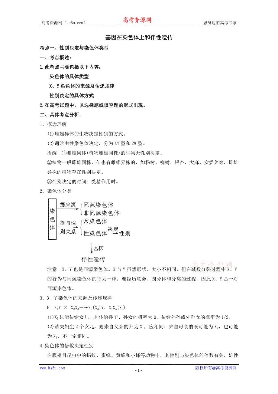 《原创》2013届高考生物考点精讲精析-----基因在染色体上和伴性遗传.doc_第1页