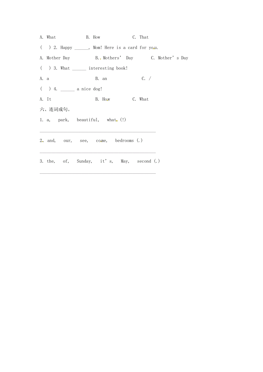 六年级英语下册 Unit 4 Mother’s Day习题2 闽教版（三起）.doc_第2页