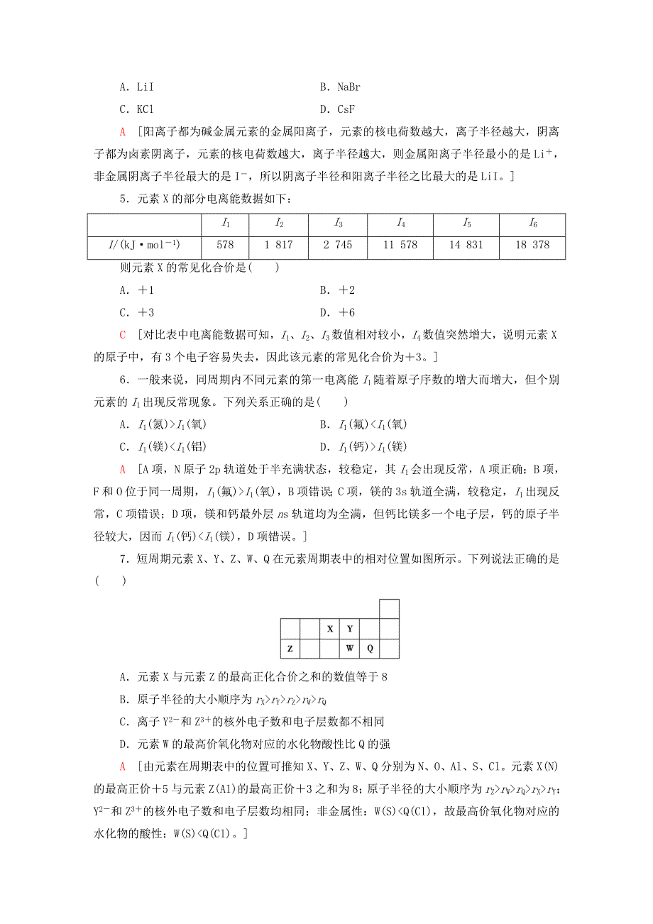 2020-2021学年新教材高中化学 第1章 原子结构与元素性质 第3节 第1课时 原子半径及其变化规律元素的电离能及其变化规律课时分层作业（含解析）鲁科版选择性必修2.doc_第2页