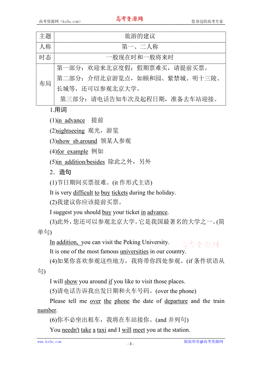 2020秋高二英语外研版选修6学案：MODULE 1　SMALL TALK SECTION Ⅳ　WRITING——写一封建议信 WORD版含解析.doc_第3页