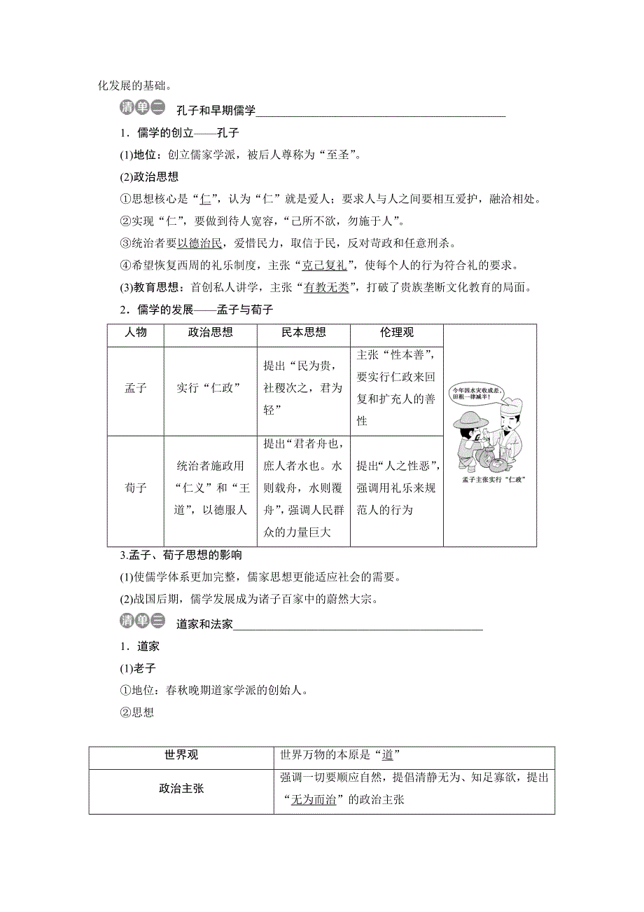 2019-2020学年人教版历史必修三江苏专用讲义：第1课　“百家争鸣”和儒家思想的形成 WORD版含答案.doc_第3页