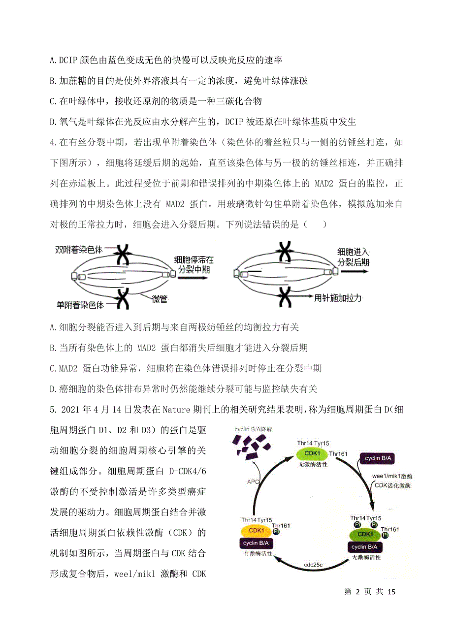 山东省济南市历城第二中学2022届高三上学期开学考试（B）生物试题 PDF版含答案.pdf_第2页