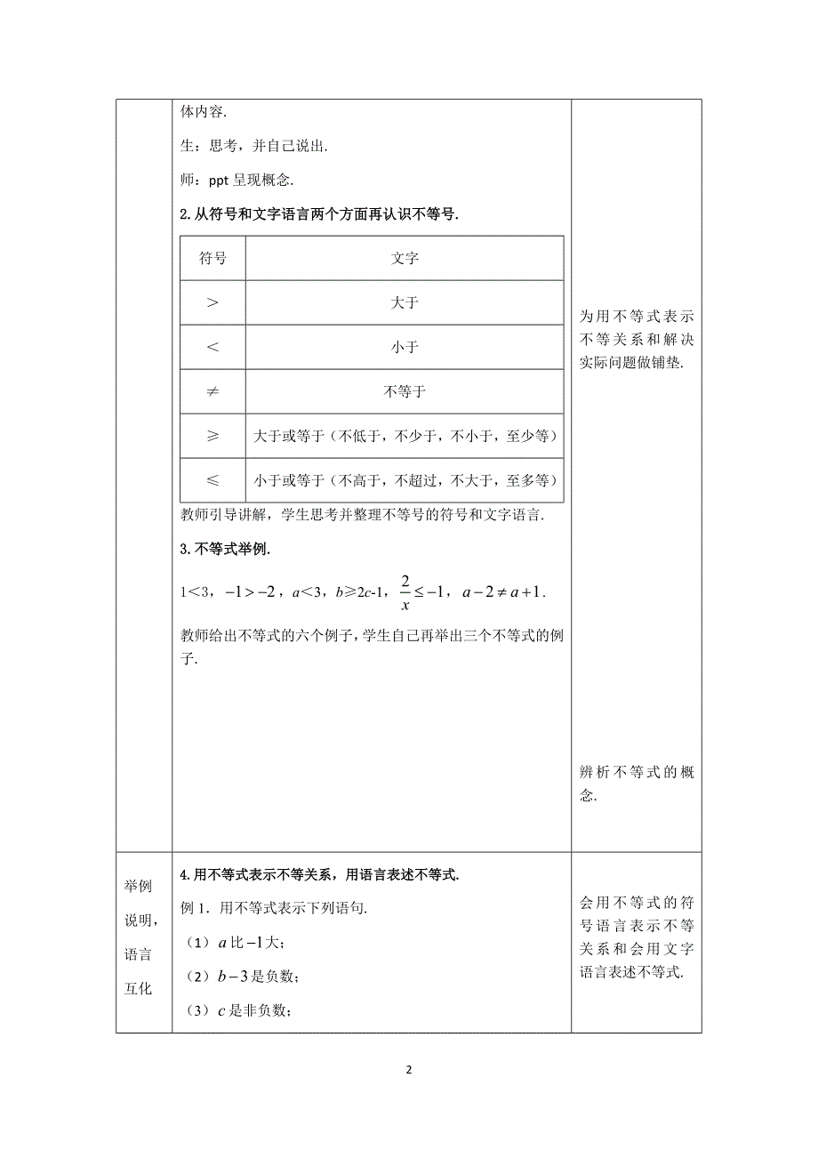 人教版数学七年级下册：9.1.1不等式及其解集教案.docx_第2页