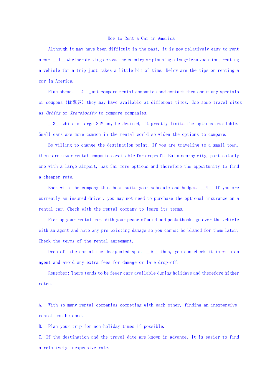 广东省惠阳区中山中学高三英语一轮复习习题：B1U3再考卷 WORD版缺答案.doc_第3页