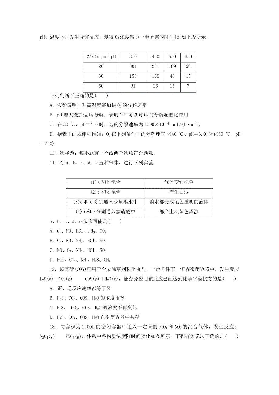 2020-2021学年新教材高中化学 第五、六章 化工生产中的重要非金属元素 化学反应与能量 素养能力综合练（含解析）新人教版必修2.doc_第3页