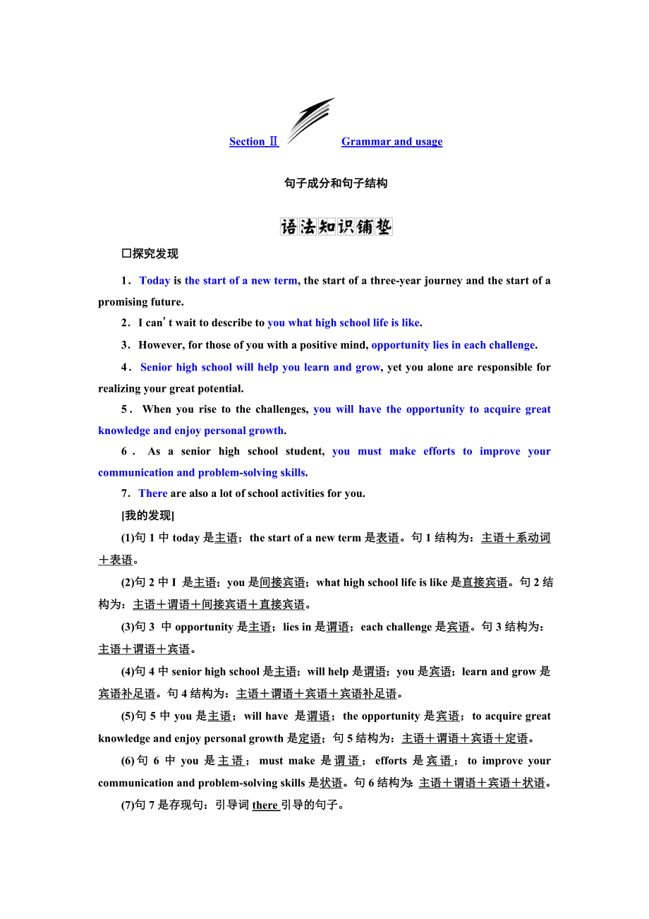 新教材2021-2022学年英语译林必修第一册学案：UNIT 1 SECTION Ⅱ GRAMMAR AND USAGE WORD版含解析.doc_第1页