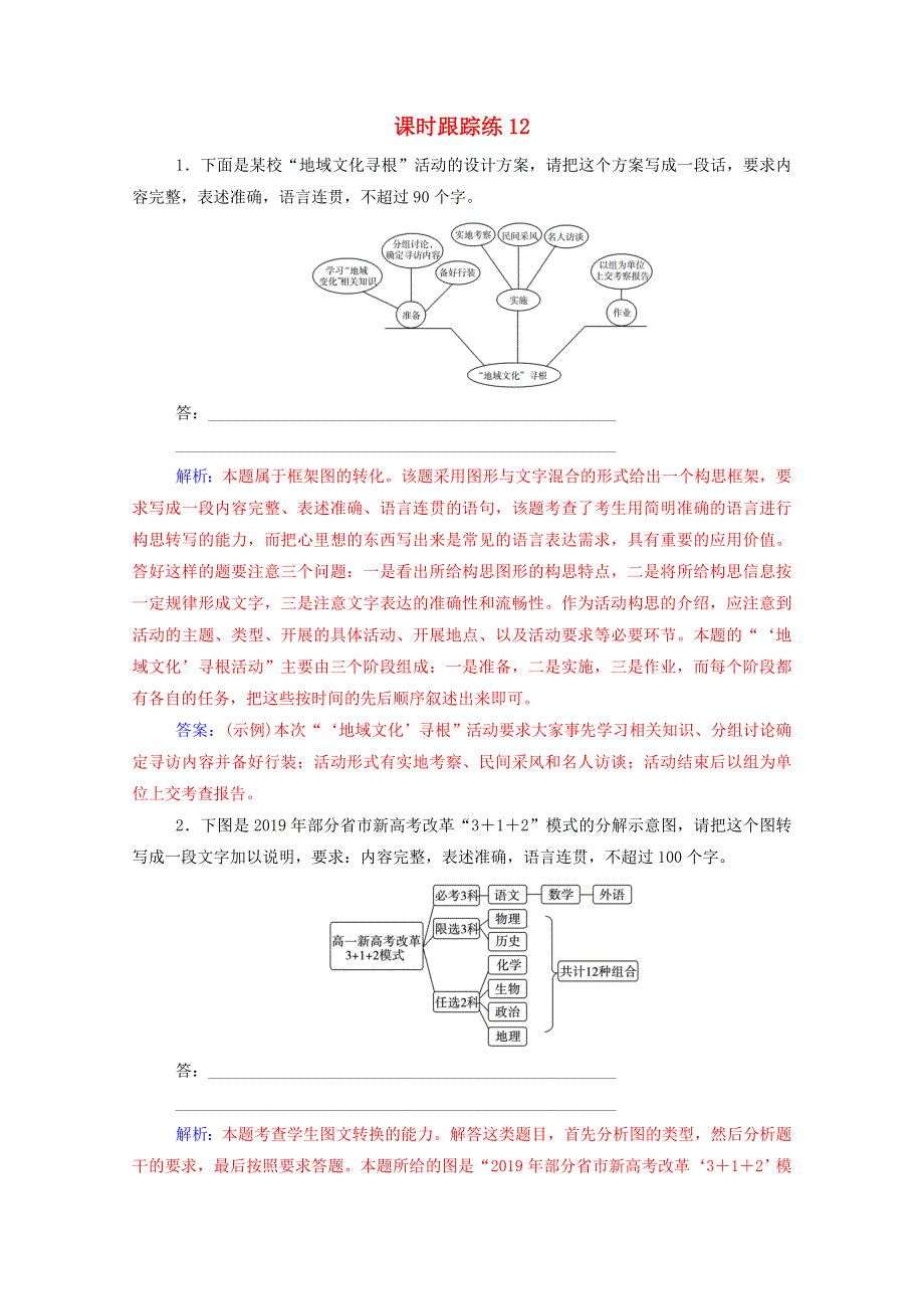 2021届高考语文一轮复习 课时跟踪练12 图文转换（含解析）.doc_第1页