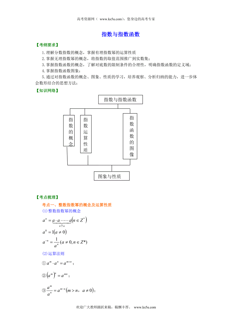 北京四中2014年高考数学总复习知识梳理教案：7指数与指数函数.doc_第1页