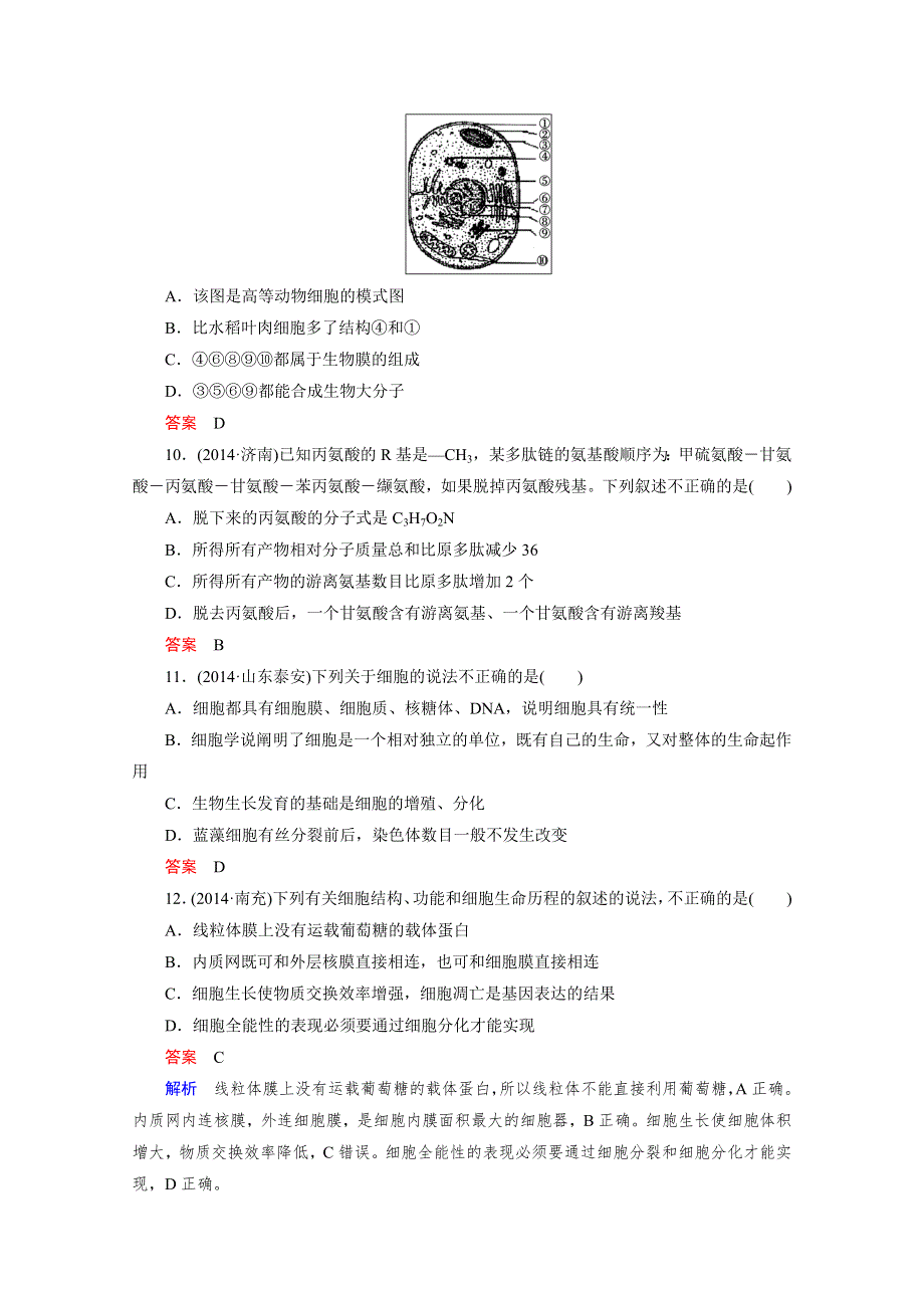 2016届高考生物一轮复习习题：阶段性测试题3.doc_第3页