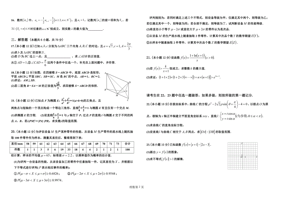 黑龙江省哈尔滨市2021-2022学年高三数学下学期开学考试试题 理（pdf）.pdf_第2页