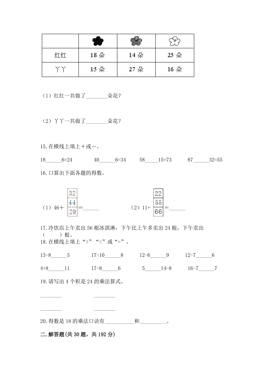 人教版数学二年级上册重点题型专项练习含答案【新】.docx_第3页