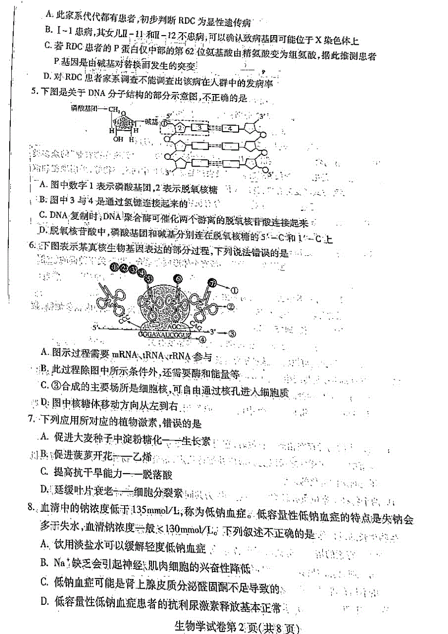 黑龙江省哈尔滨市2022-2023学年高三上学期学业质量监测试题 生物 PDF版无答案.pdf_第2页