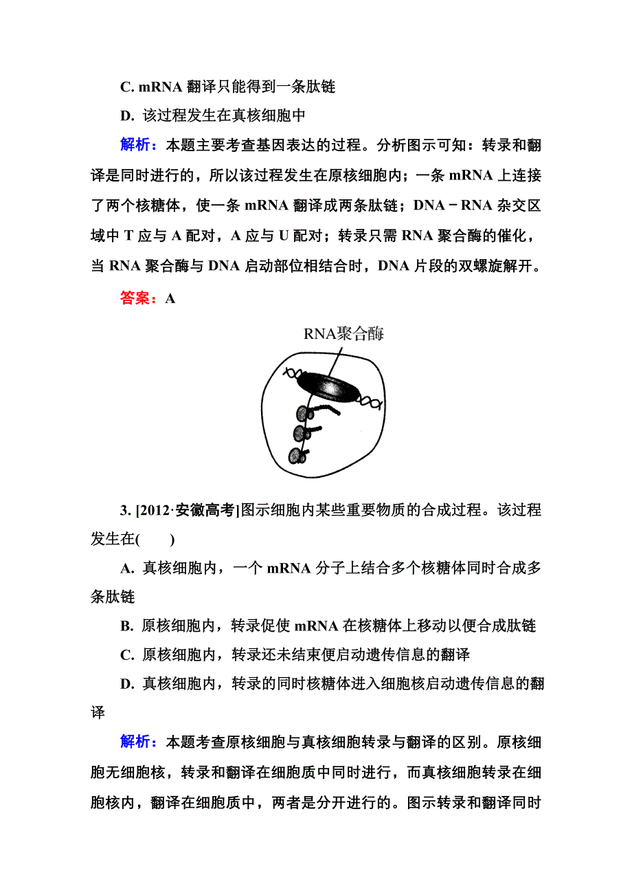 2016届高考生物一轮总复习随堂高考分组集训 6-20基因的表达 .doc_第2页