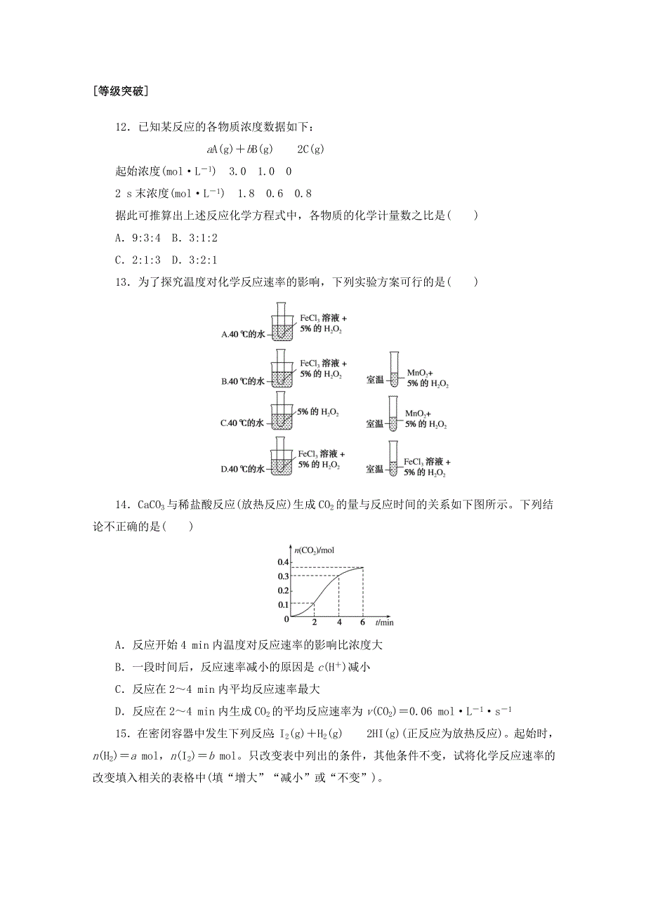 2020-2021学年新教材高中化学 第六章 化学反应与能量 第二节 第1课时 化学反应的速率课时作业（含解析）新人教版必修2.doc_第3页