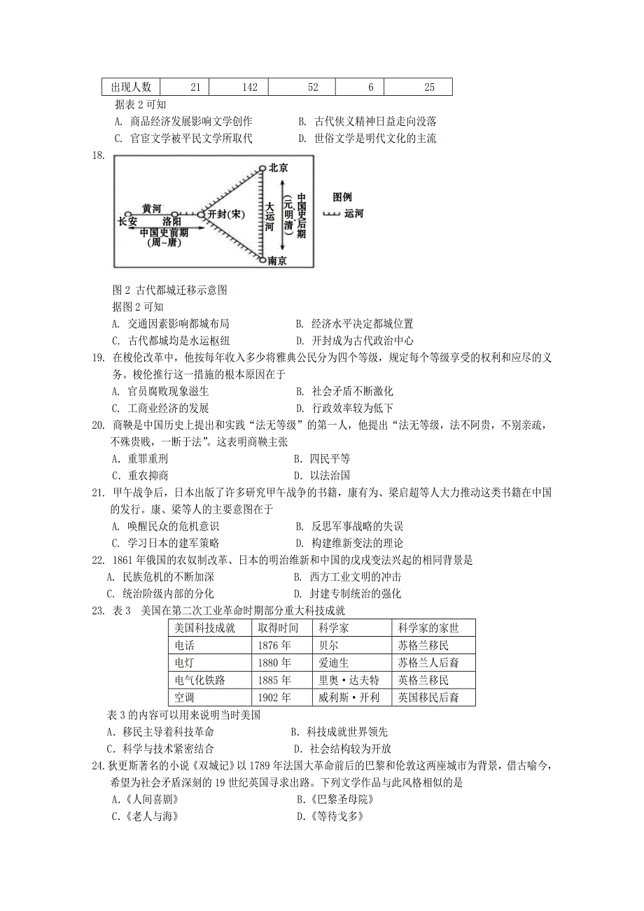 四川省遂宁市第二中学2019-2020学年高二历史下学期期末统考试题.doc_第3页