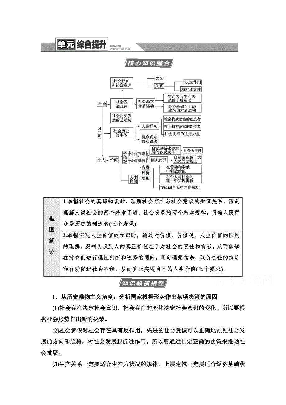 2022届高考统考政治人教版一轮复习教师用书：必修4 第15单元 认识社会与价值选择 单元综合提升 WORD版含解析.doc_第1页