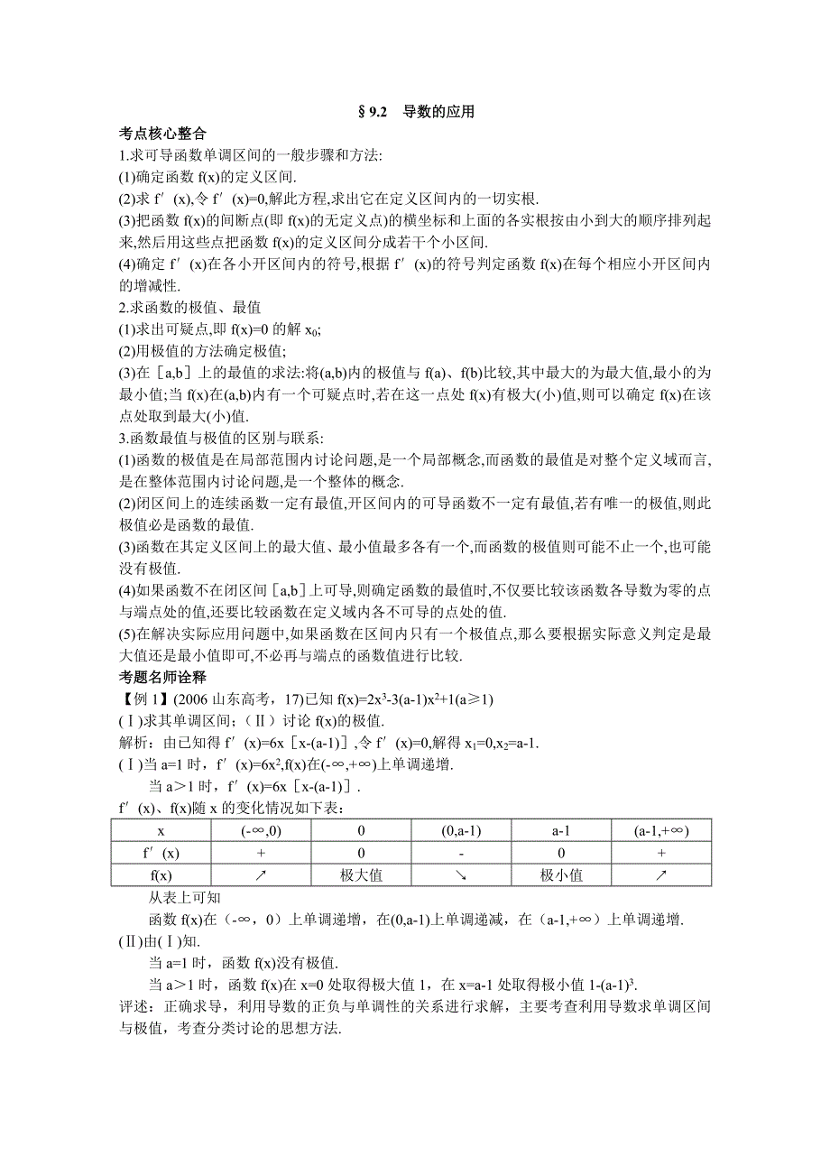 2012年高三数学第一轮复习教案(新人教A)导数的应用.doc_第1页