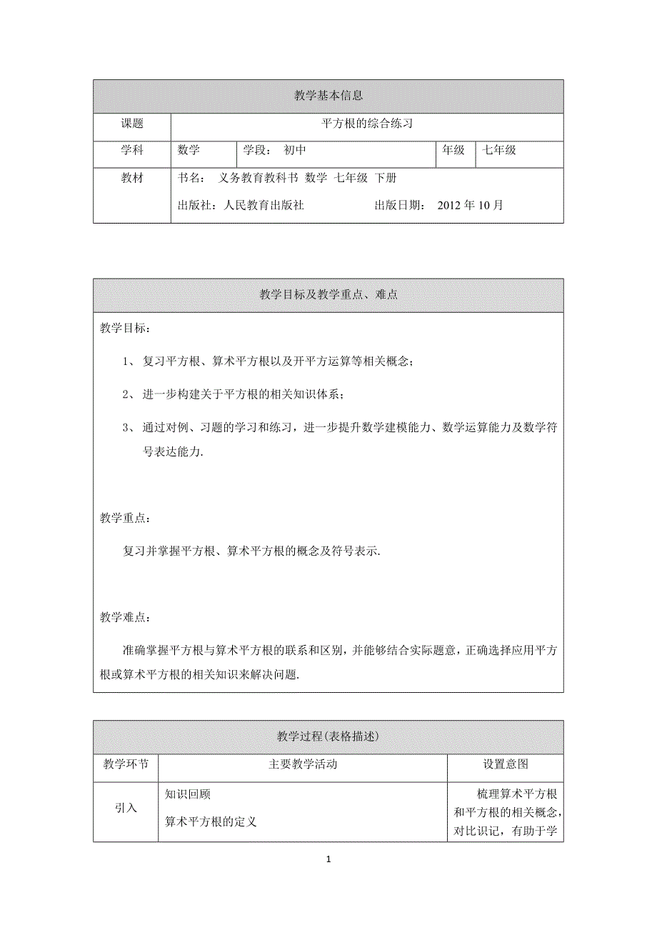 人教版数学七年级下册：6.1平方根的综合练习教案.docx_第1页