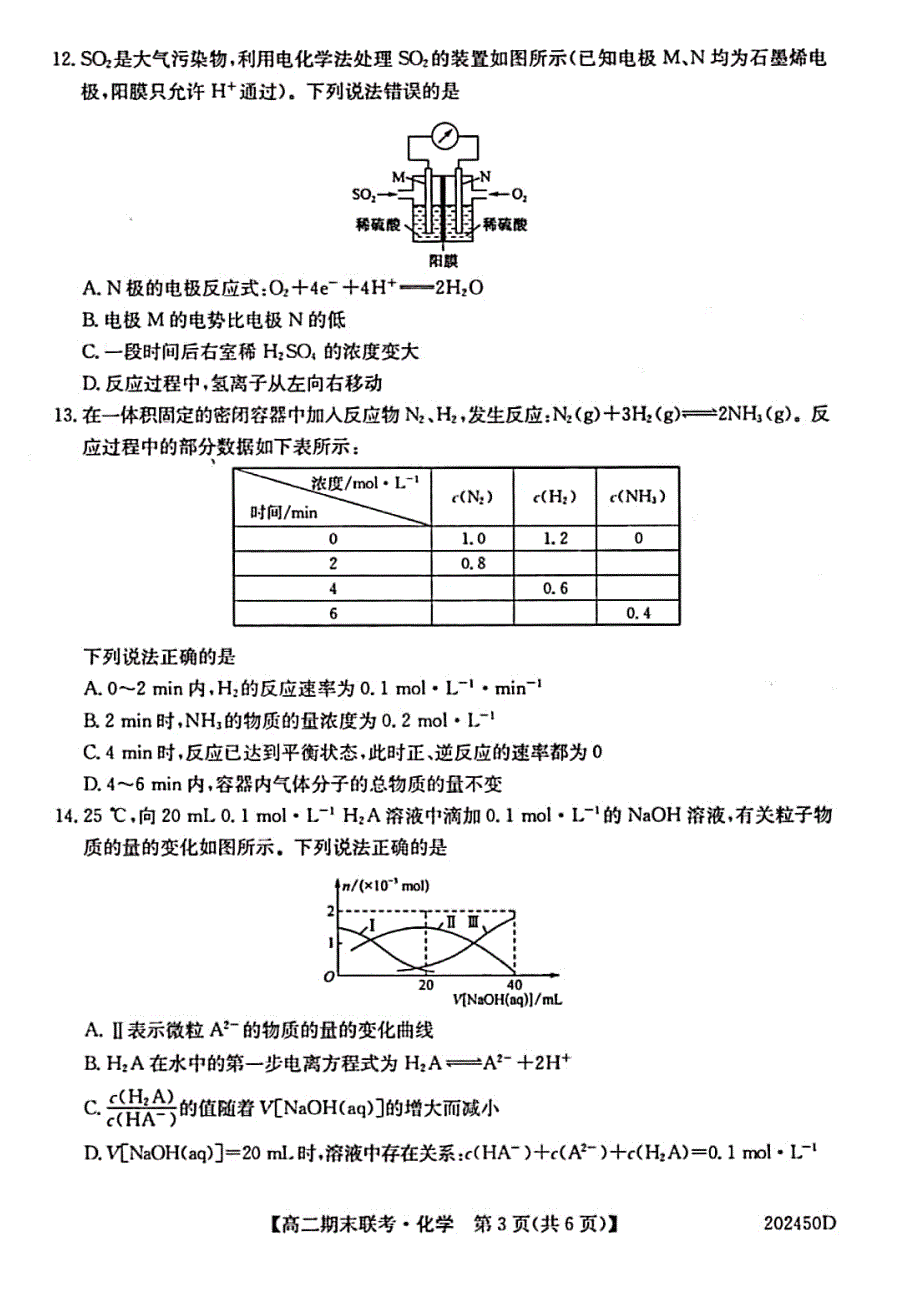 安徽省滁州市九校2019-2020学年高二上学期期末联考化学试题 PDF版含答案.pdf_第3页