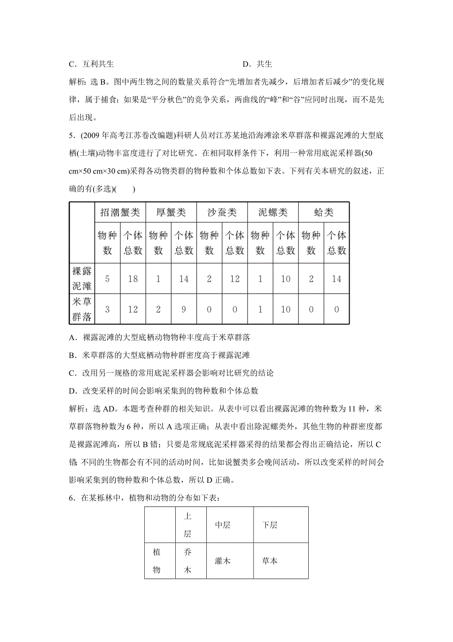 人教版高二生物必修三4.3群落的结构同步测试4.doc_第2页