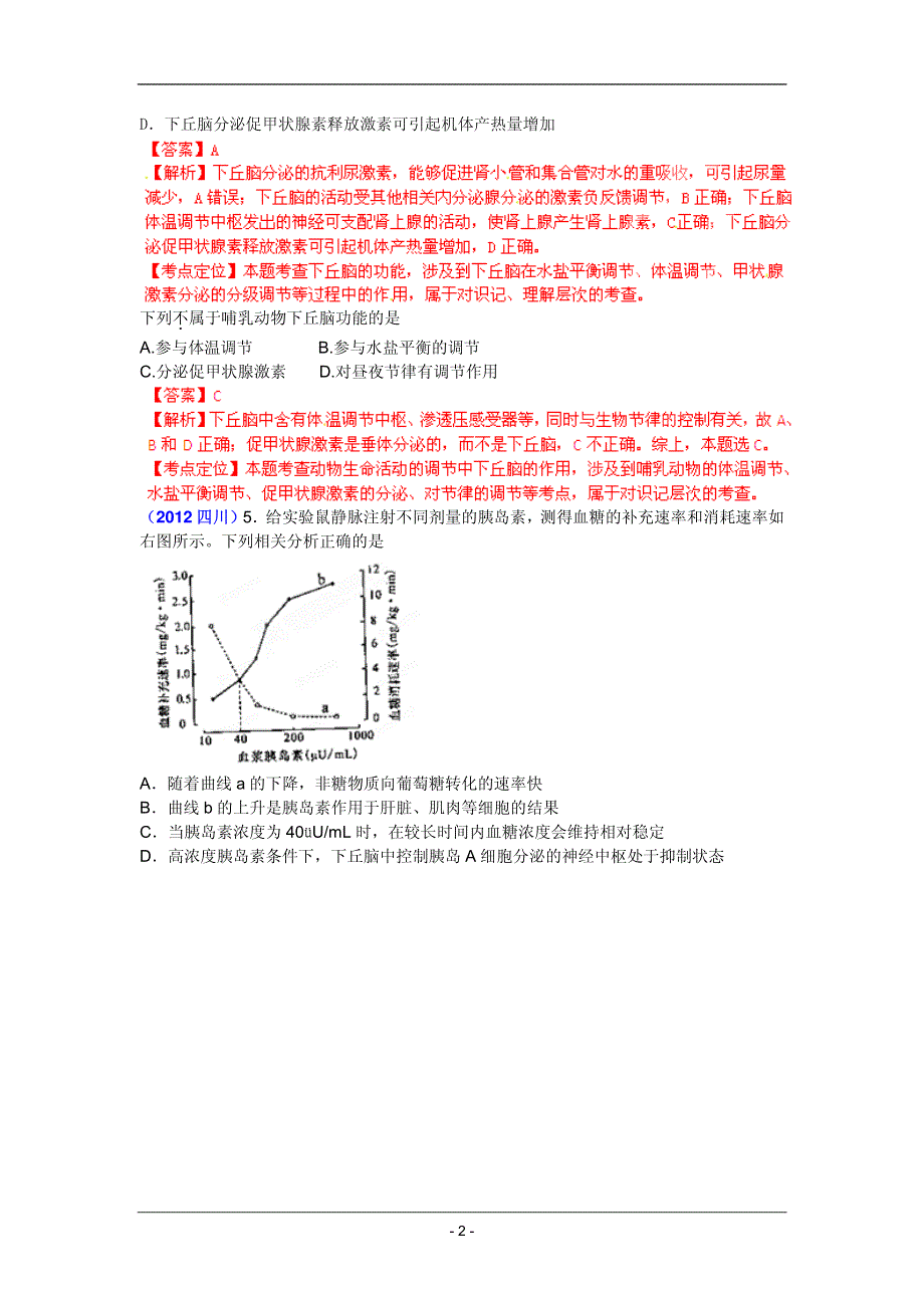 2013最新命题题库大全2007-2012年高考试题解析生物分项专题汇编 10 动物生命活动的调节.pdf_第2页