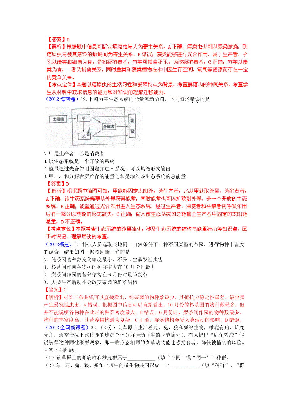 2013最新命题题库大全2010-2012年高考试题解析生物分项专题汇编 13 生态系统与环境保护.pdf_第2页