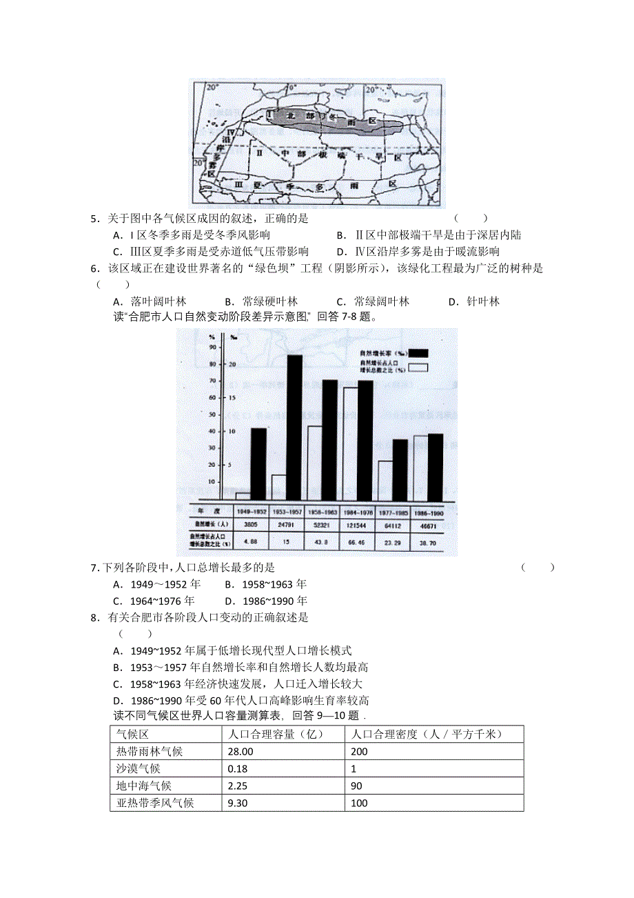 山东省曲阜一中2012届高三第一次摸底考试 地理试题.doc_第2页