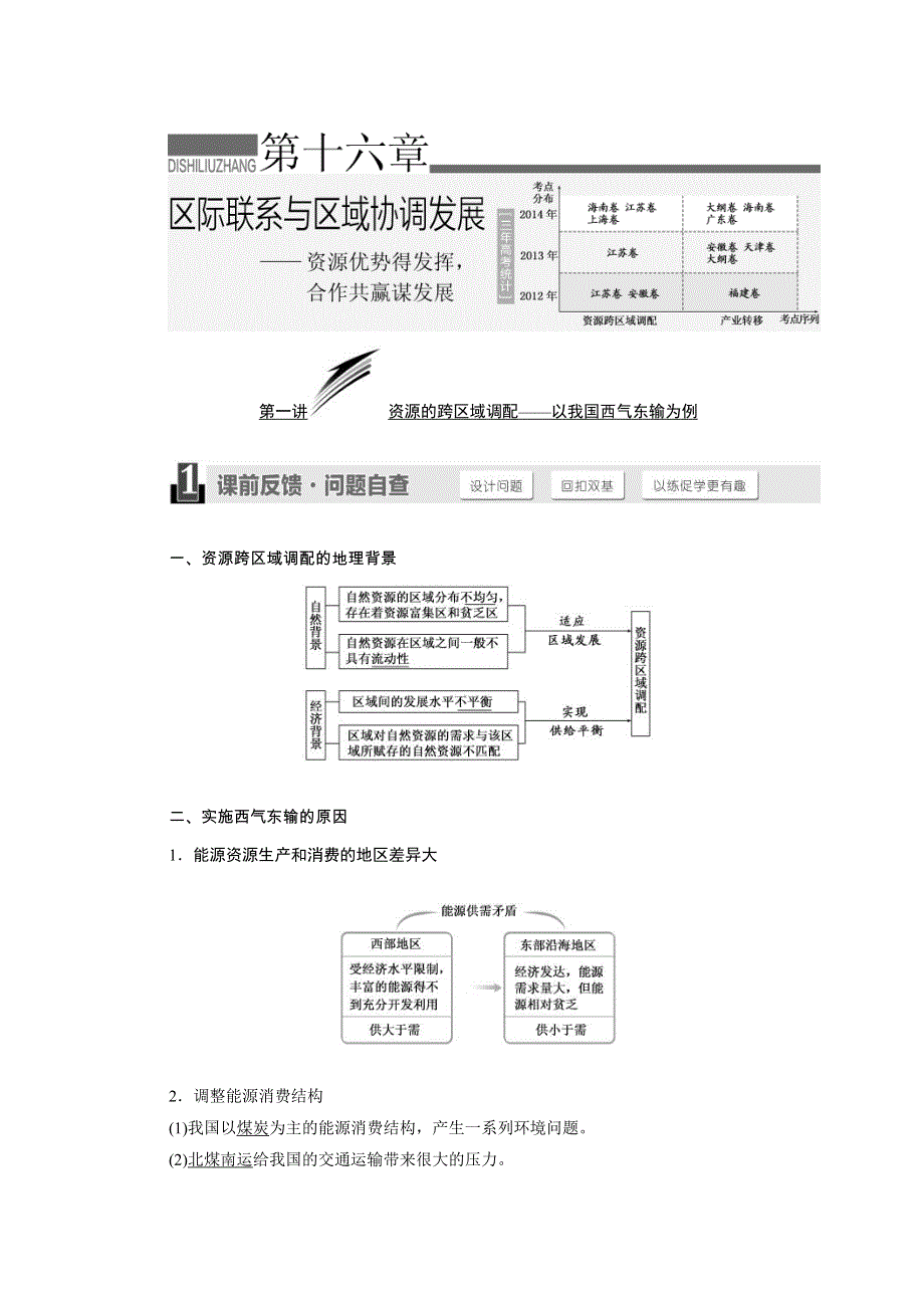 2016《三维设计》地理第一轮高考总复习 第3部分 第十六章 区际联系与区域协调发展（教案）.DOC_第1页