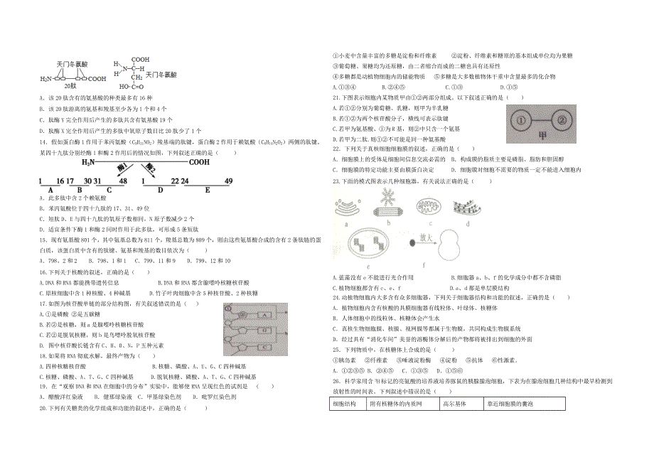 陕西省西安市第一中学2020-2021学年高一生物上学期期中试题.doc_第2页