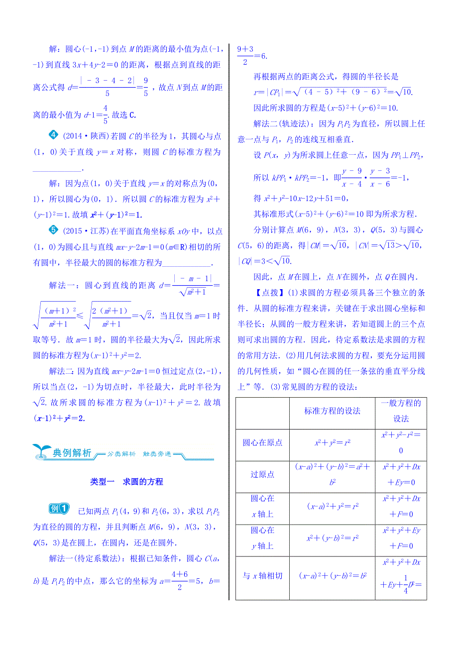 2018高考数学（文）（人教新课标）大一轮复习配套文档：第九章　平面解析几何 9-3　圆的方程 WORD版含答案.doc_第2页