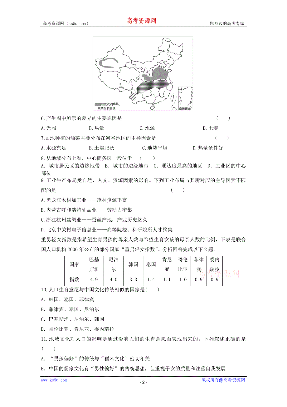 2012届高考地理新人教必修二专题复习典题精练65.doc_第2页