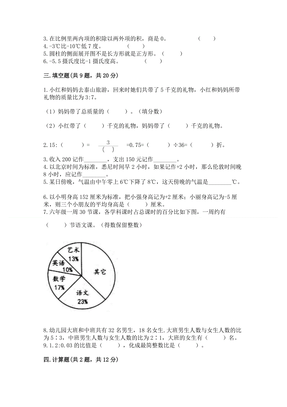 人教版六年级下册数学期末测试卷及答案【典优】.docx_第2页