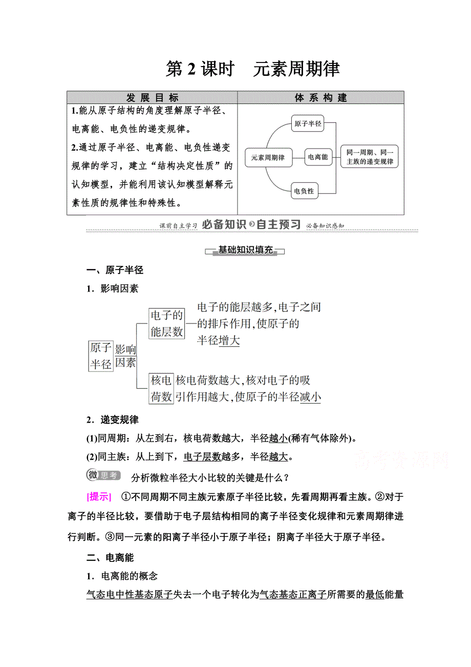 2020-2021学年新教材人教版化学选择性必修2教师用书：第1章　第2节　第2课时　元素周期律 WORD版含解析.doc_第1页