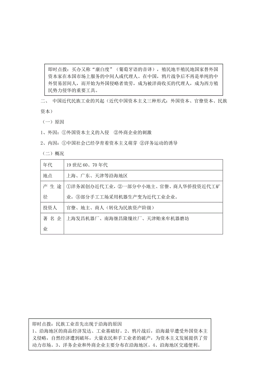 山东省曲阜市第一中学人民版高中历史必修二：专题二第一课近代中国民族工业的兴起和初步发展 学案 .doc_第2页