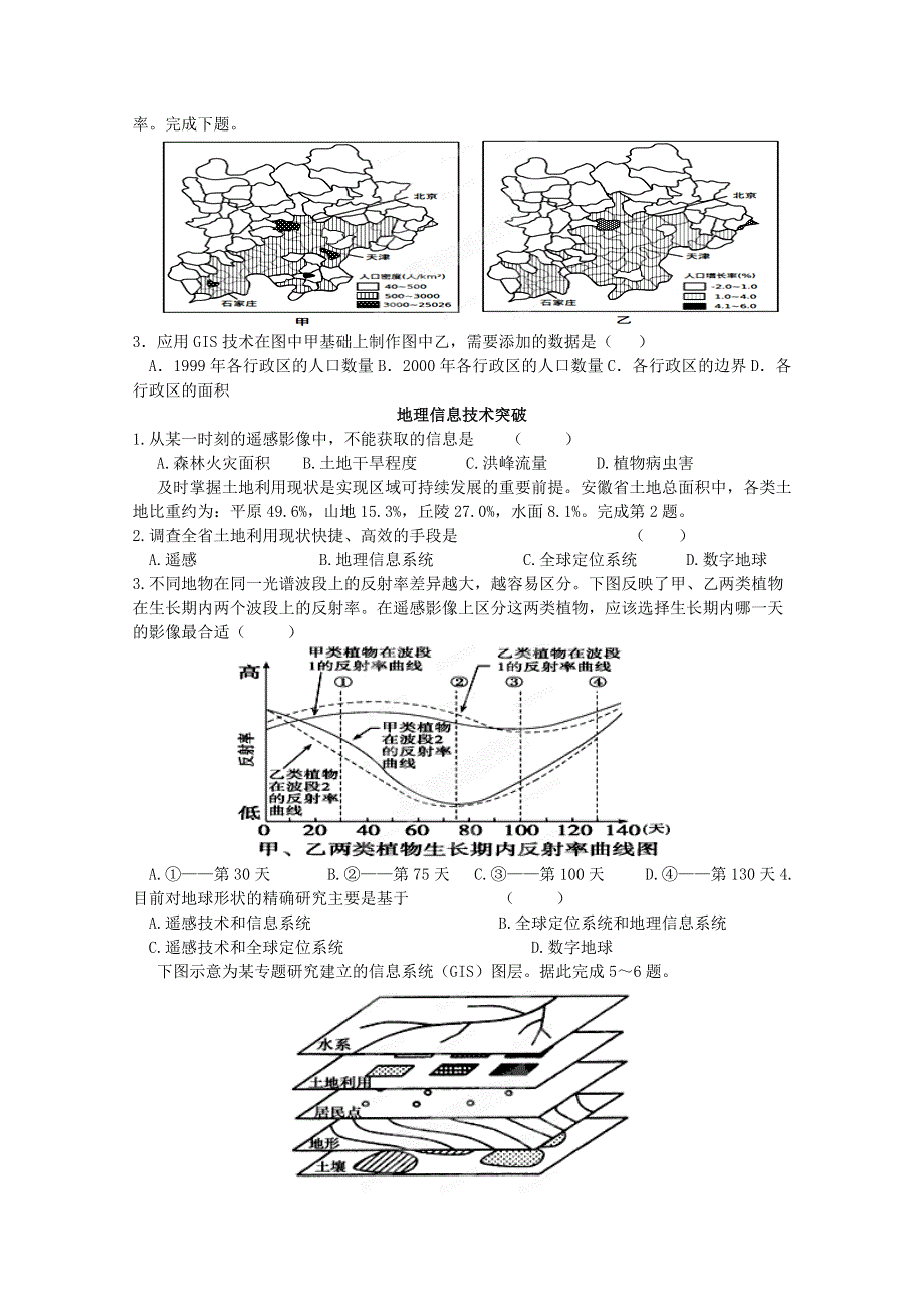 2012届高考地理艺术体育生总复习完全突破：14 地理信息技术练习.doc_第2页