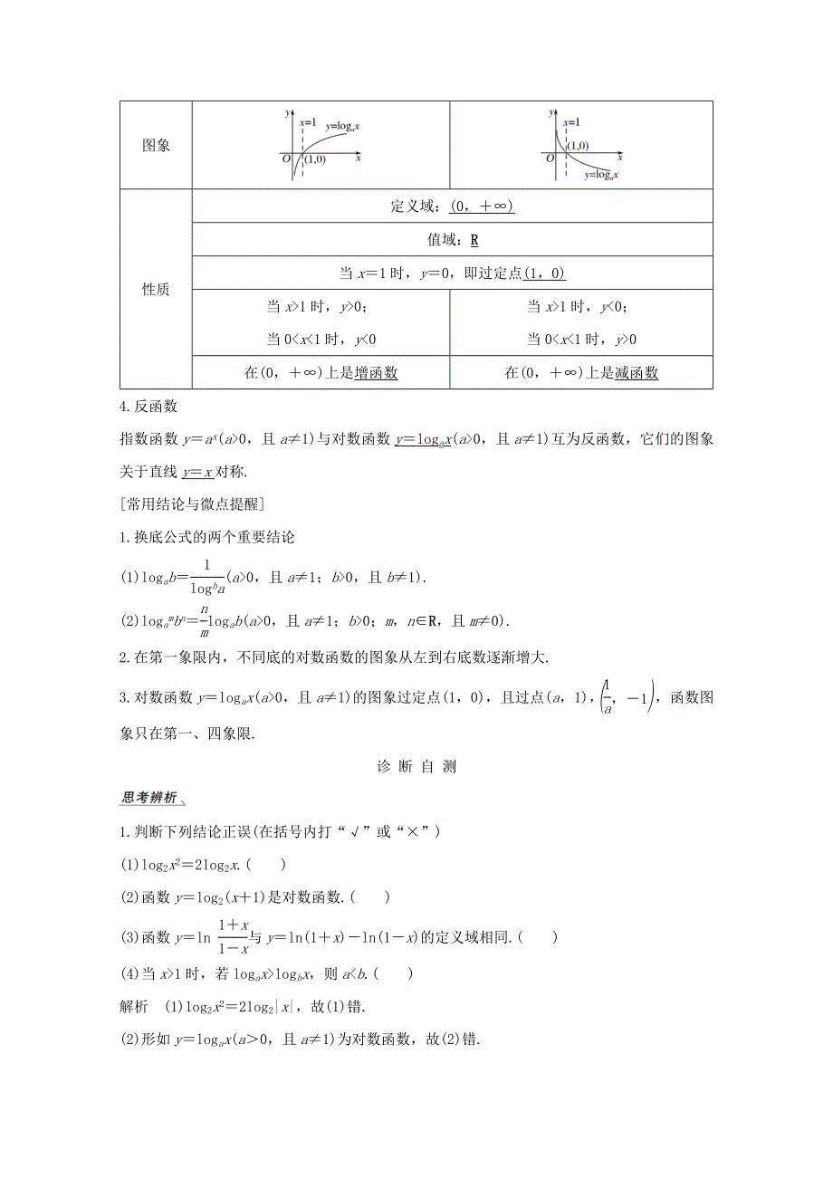 2021届高考数学一轮复习新人教A版教学案：第二章函数概念及基本初等函数Ⅰ第6节对数与对数函数 WORD版含解析.doc_第2页