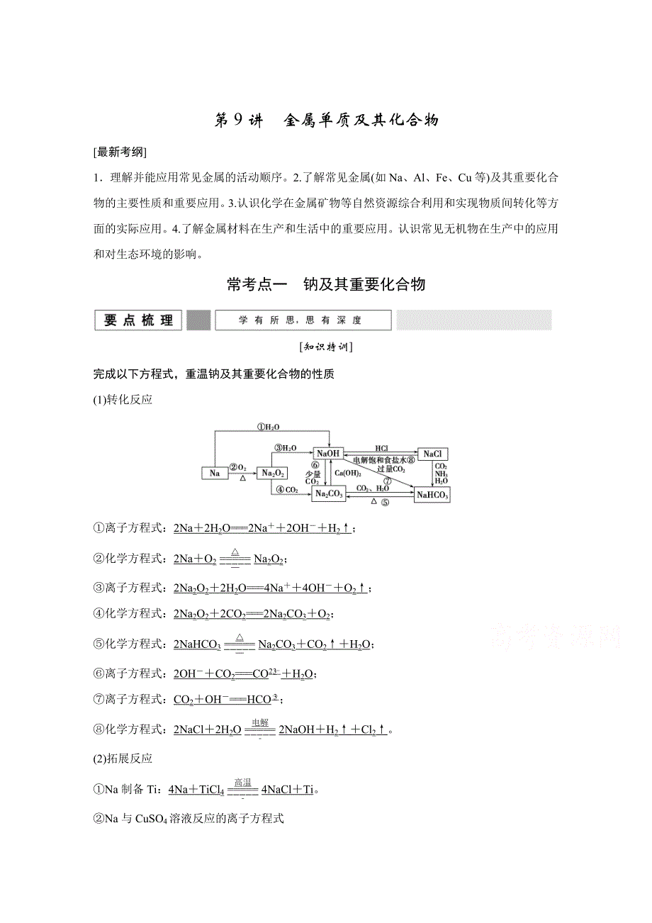 2016《创新设计》江苏专用高考化学二轮专题复习提升训练 上篇 专题二 金属单质及其化合物.doc_第1页